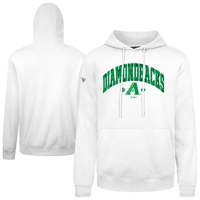 Sweat à capuche carreaux blanc pour homme Levelwear Arizona Diamondbacks St. Patrick's Day Podium