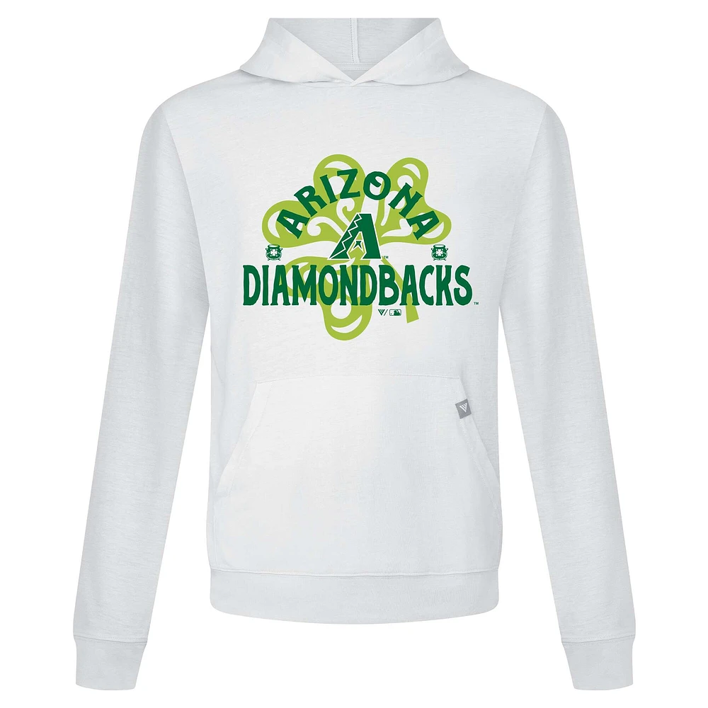 Men's Levelwear White Arizona Diamondbacks St. Patrick's Day Relay Shamrock Pullover Hoodie