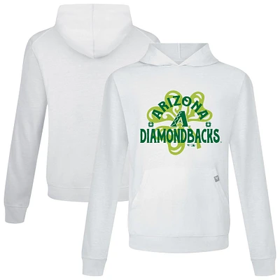 Men's Levelwear White Arizona Diamondbacks St. Patrick's Day Relay Shamrock Pullover Hoodie