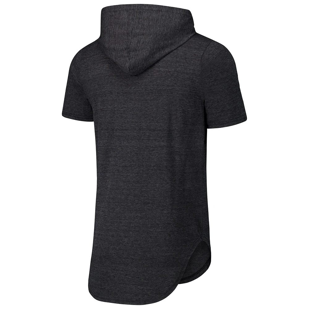 T-shirt à capuche en trois mélanges Majestic Threads pour hommes, noir