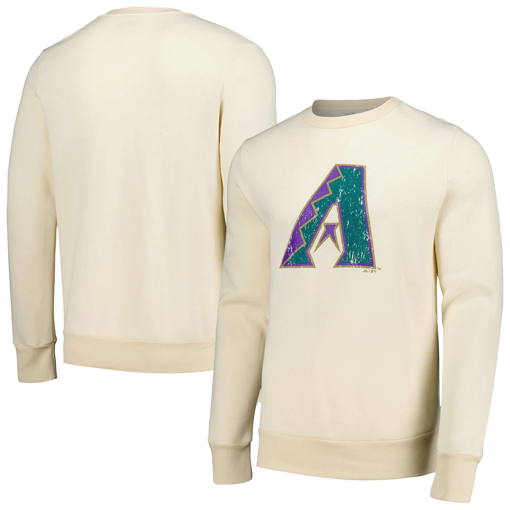 Men's Majestic Threads Oatmeal Arizona Diamondbacks Fleece Pullover Sweatshirt