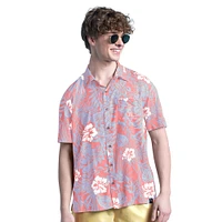 Men's Margaritaville Coral Arizona Diamondbacks Palm Shade Party Button-Up Shirt