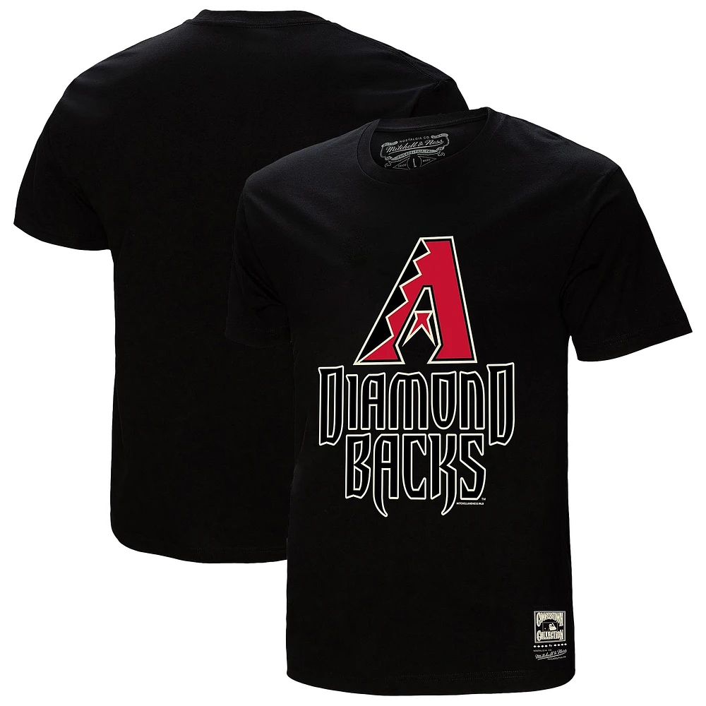 Men's Mitchell & Ness Black Arizona Diamondbacks Cooperstown Collection Logo T-Shirt