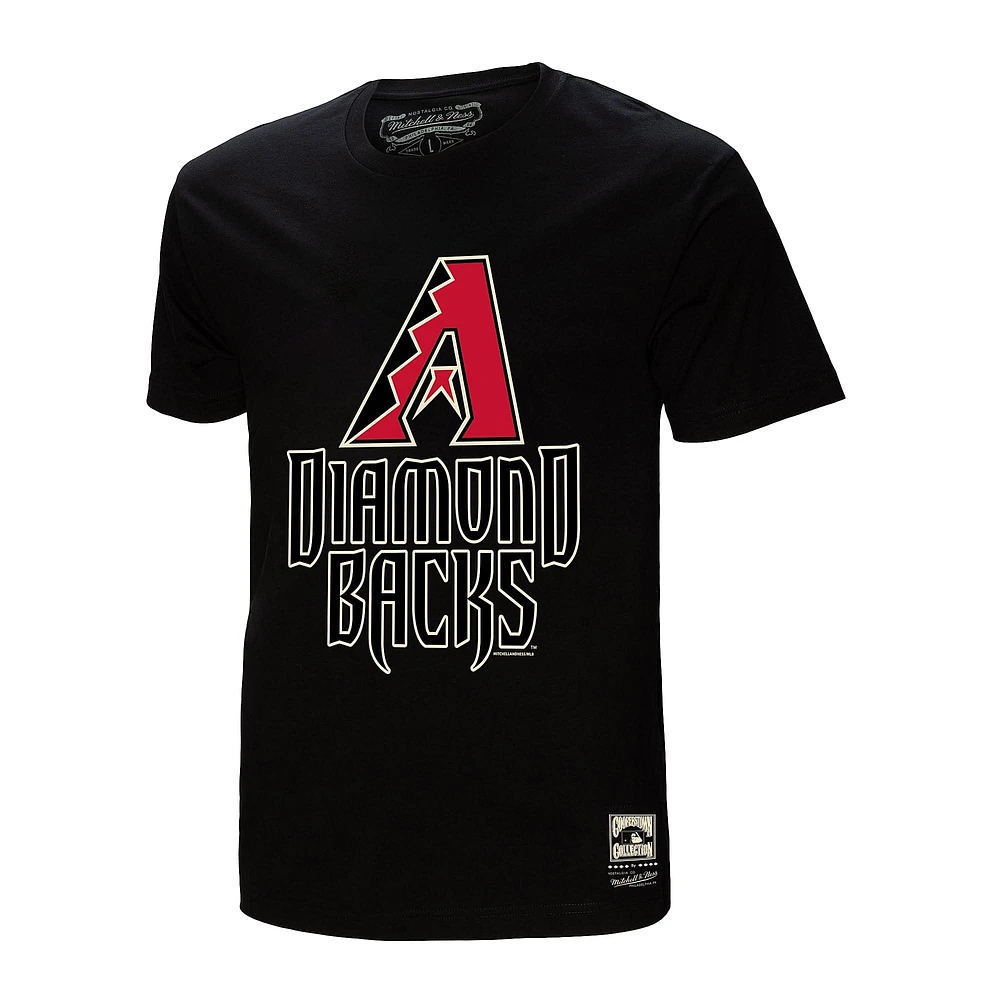 Men's Mitchell & Ness Black Arizona Diamondbacks Cooperstown Collection Logo T-Shirt