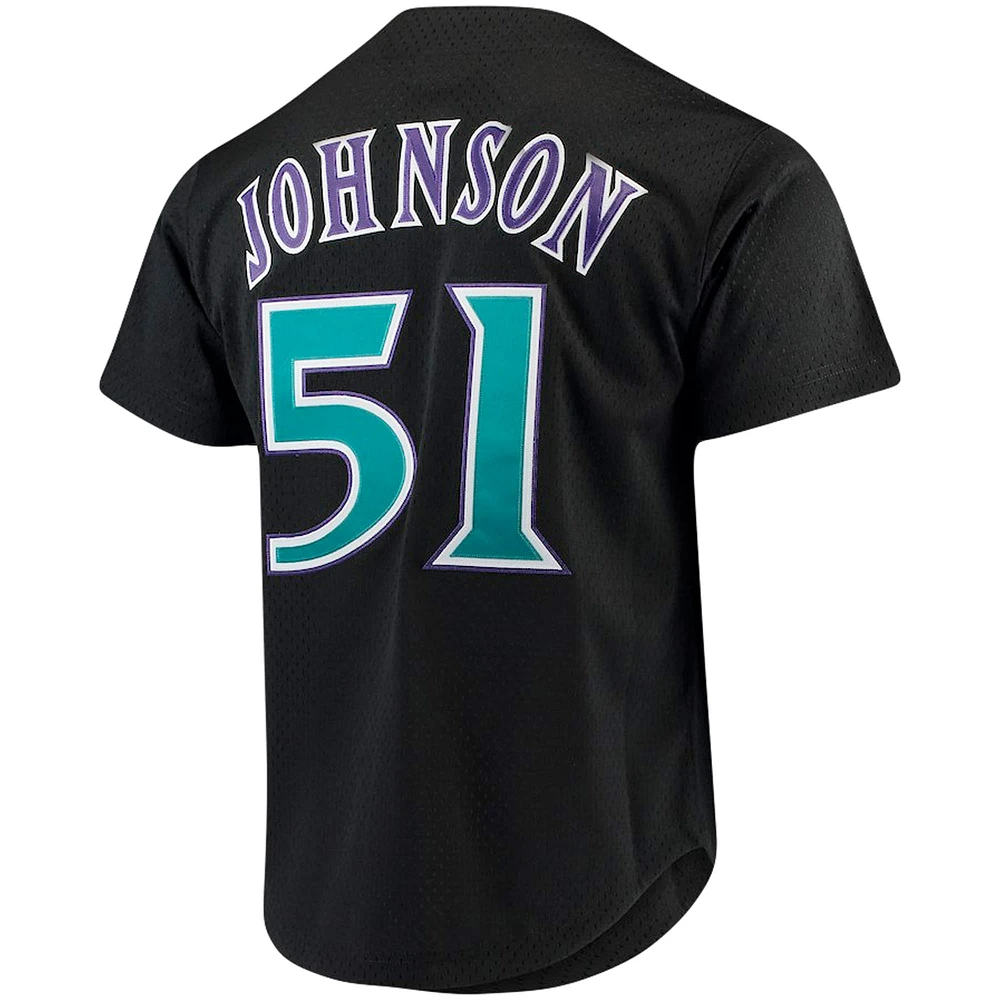 Men's Mitchell & Ness Randy Johnson Black Arizona Diamondbacks Big Tall Cooperstown Collection Mesh Button-Up Jersey
