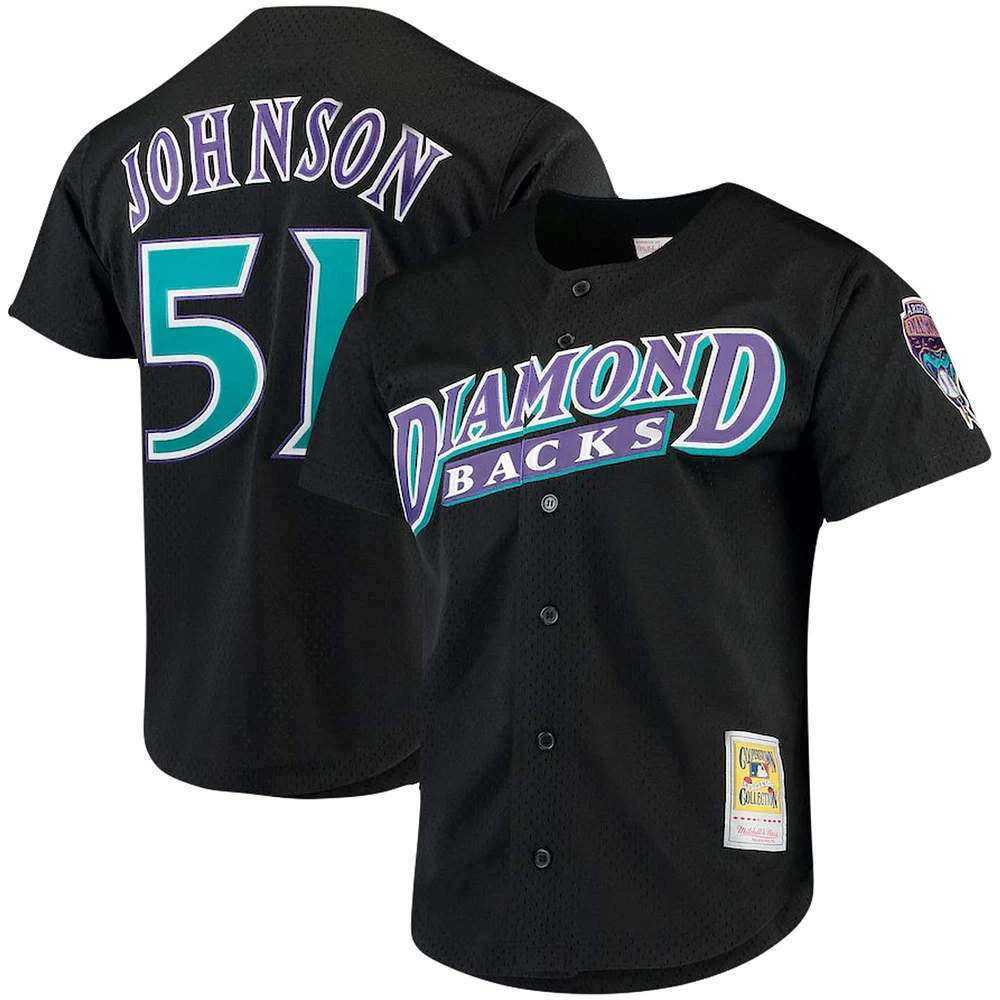 Men's Mitchell & Ness Randy Johnson Black Arizona Diamondbacks Big Tall Cooperstown Collection Mesh Button-Up Jersey