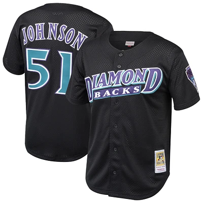 Men's Mitchell & Ness Randy Johnson Black Arizona Diamondbacks Cooperstown Collection Mesh Batting Practice Button-Up Jersey