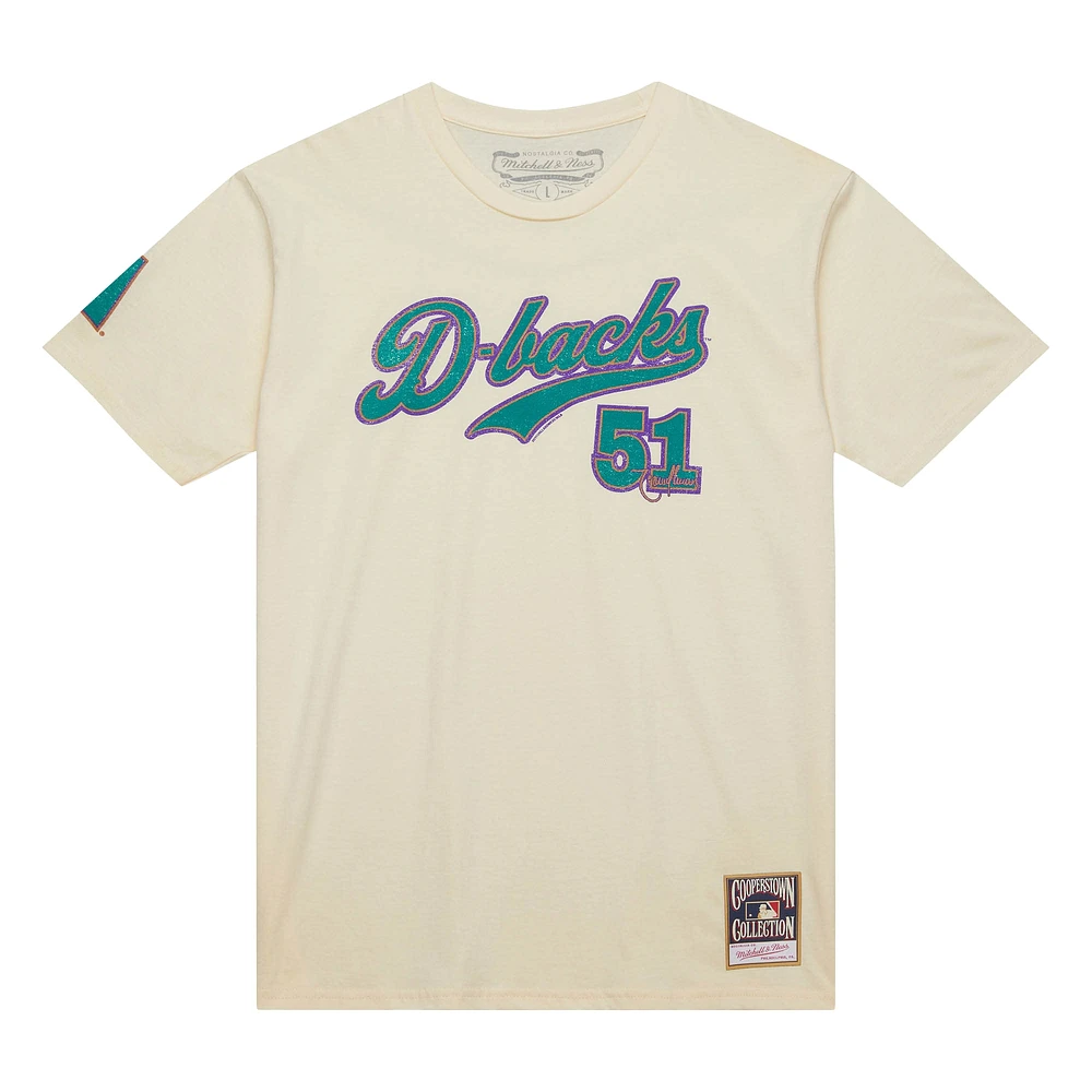 T-shirt de joueur crème pour hommes la collection Cooperstown des Diamondbacks l'Arizona Randy Johnson Mitchell & Ness