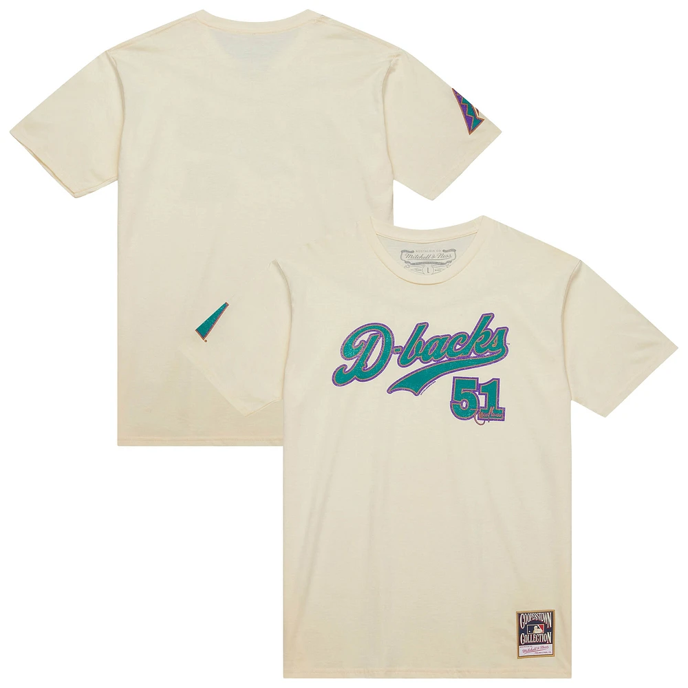 T-shirt de joueur crème pour hommes la collection Cooperstown des Diamondbacks l'Arizona Randy Johnson Mitchell & Ness