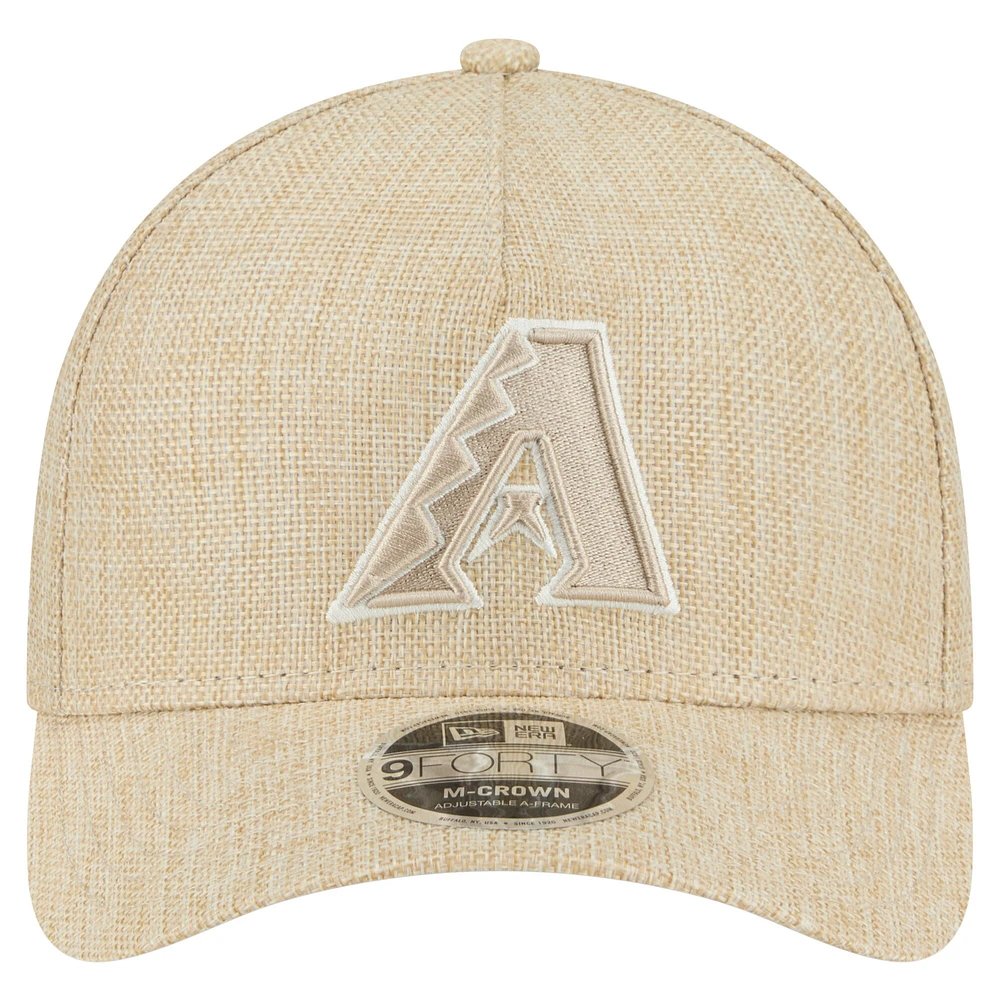 Men's New Era Beige Arizona Diamondbacks Cotton Weave M-Crown A-Frame 9FORTY Adjustable Hat