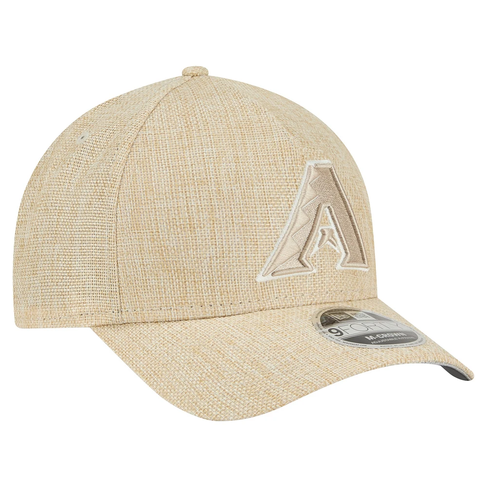 Men's New Era Beige Arizona Diamondbacks Cotton Weave M-Crown A-Frame 9FORTY Adjustable Hat