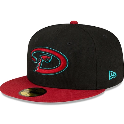 Casquette ajustée 59FIFTY On-Field Arizona Diamondbacks Road Authentic Collection New Era pour hommes, noir/rouge