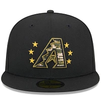 Casquette ajustée 59FIFTY pour la Journée des forces armées 2024 New Era noire hommes, Arizona Diamondbacks