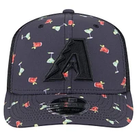 Casquette extensible à bouton-pression New Era noire Arizona Diamondbacks Adventure Drinks Pattern 9SEVENTY pour homme