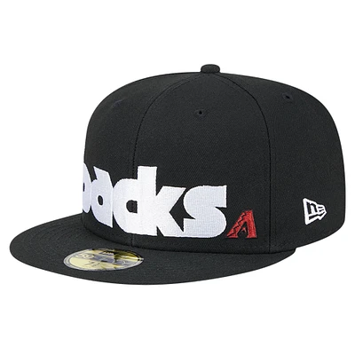 Men's New Era Black Arizona Diamondbacks Checkered Undervisor 59FIFTY Fitted Hat