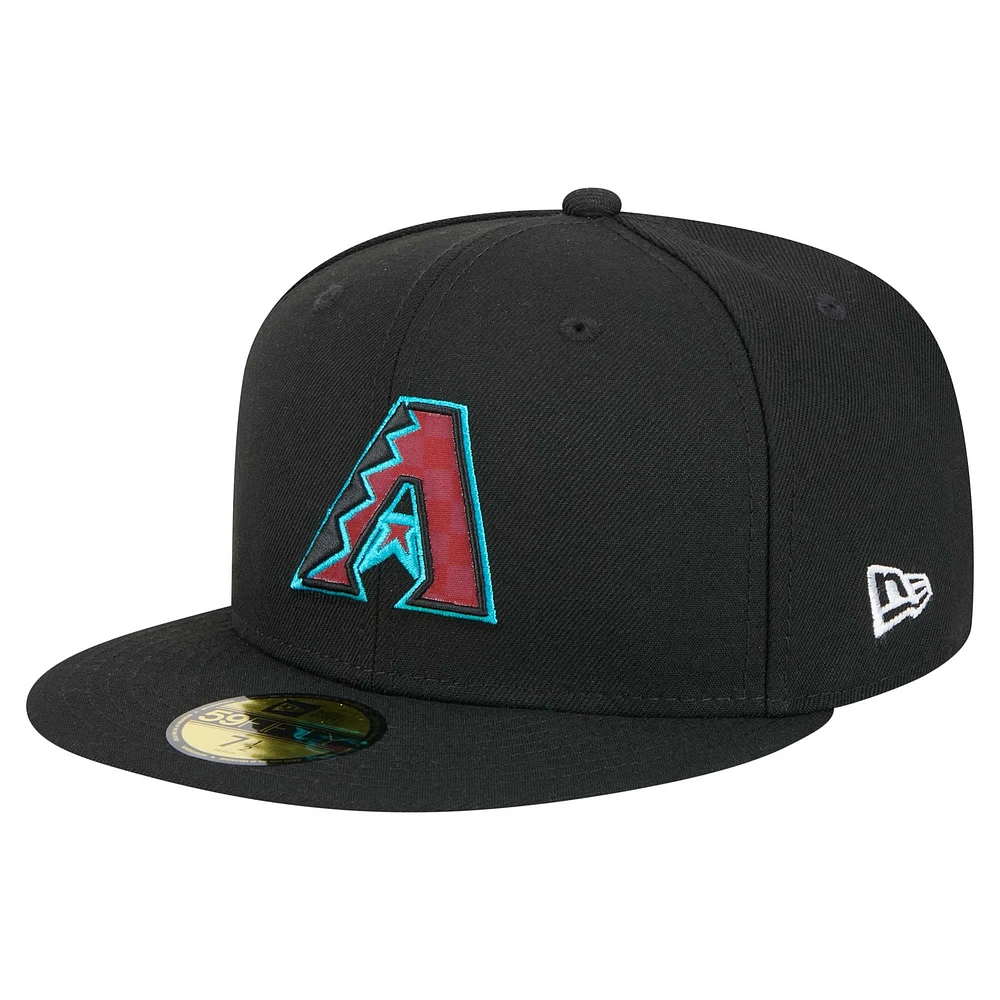 Casquette ajustée 59FIFTY à damier pour homme New Era Arizona Diamondbacks noire