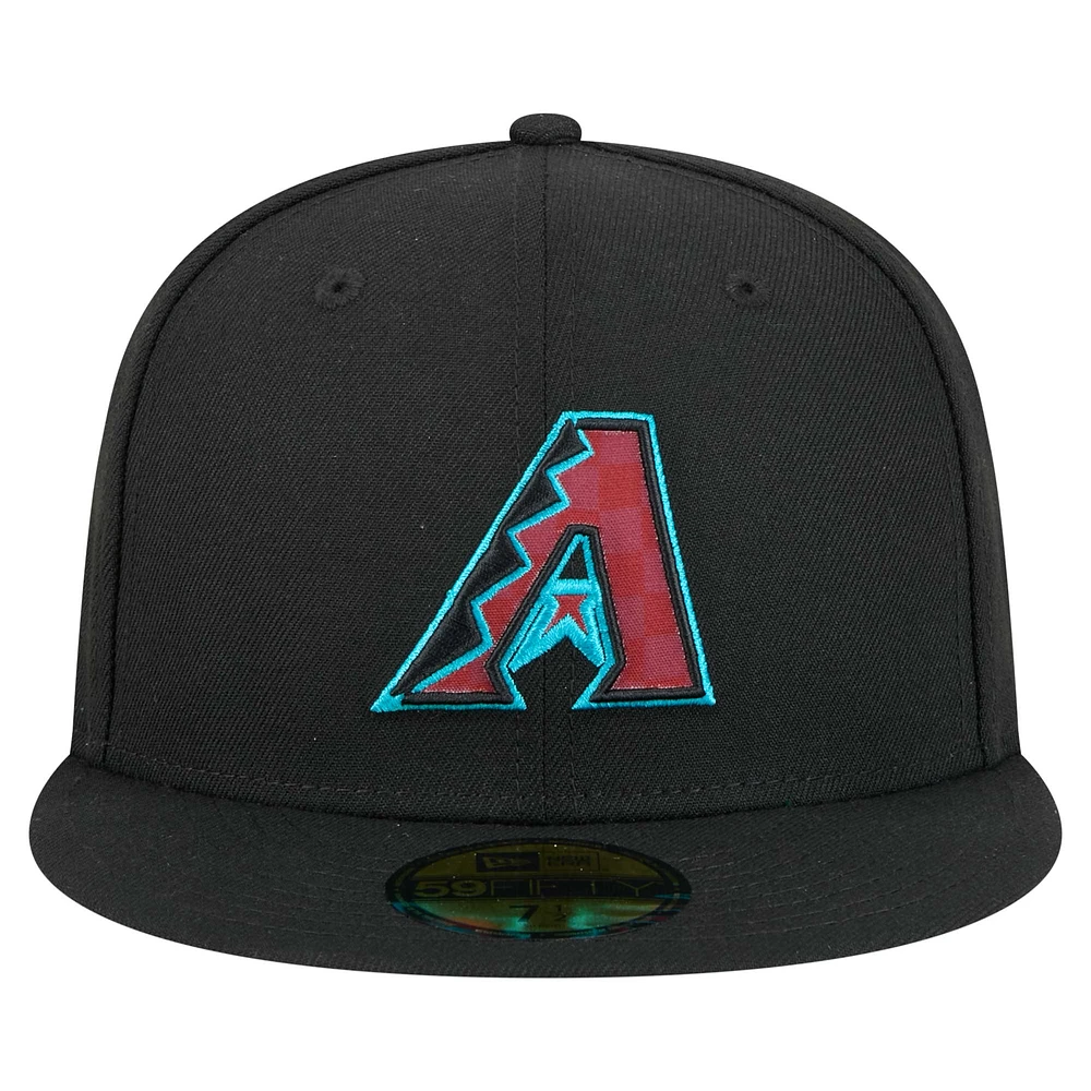 Casquette ajustée 59FIFTY à damier pour homme New Era Arizona Diamondbacks noire