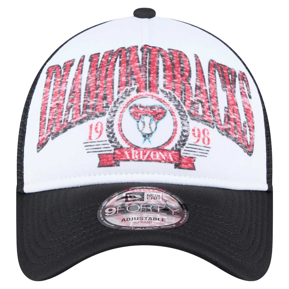 Casquette camionneur ajustable New Era noire 9FORTY A-Frame des Arizona Diamondbacks pour homme