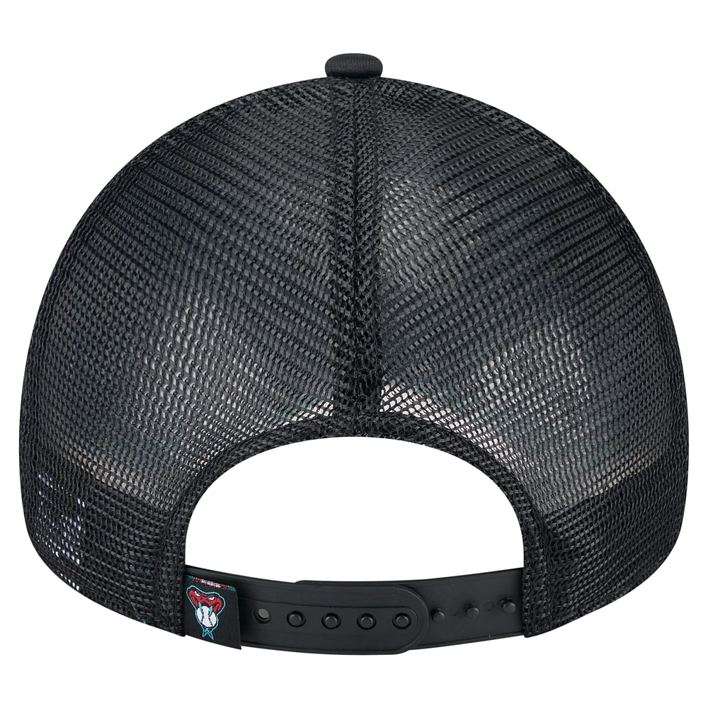 Casquette camionneur ajustable New Era noire 9FORTY A-Frame des Arizona Diamondbacks pour homme