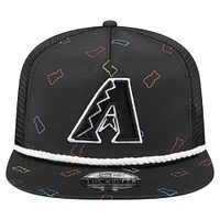 Casquette ajustable de golfeur New Era noire Arizona Diamondbacks Gummy pour homme