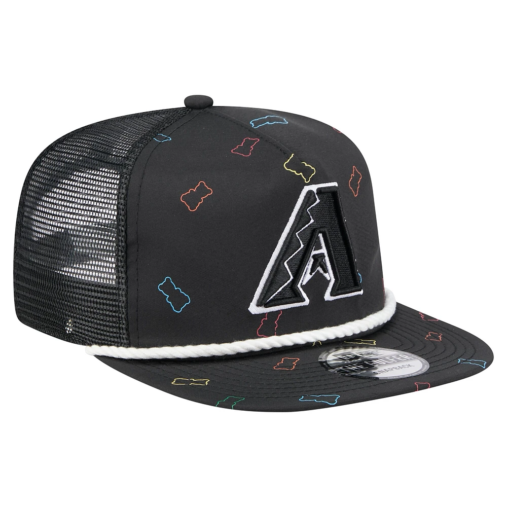 Casquette ajustable de golfeur New Era noire Arizona Diamondbacks Gummy pour homme