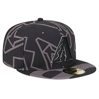 Casquette ajustée 59FIFTY noire avec logo Fracture des Diamondbacks de l'Arizona New Era pour hommes