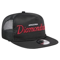 Men's New Era Black Arizona Diamondbacks Retro Satin Script Golfer Adjustable Hat