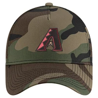 Men's New Era Camo Arizona Diamondbacks Woodland Team Pop 9FORTY A-Frame Adjustable Hat