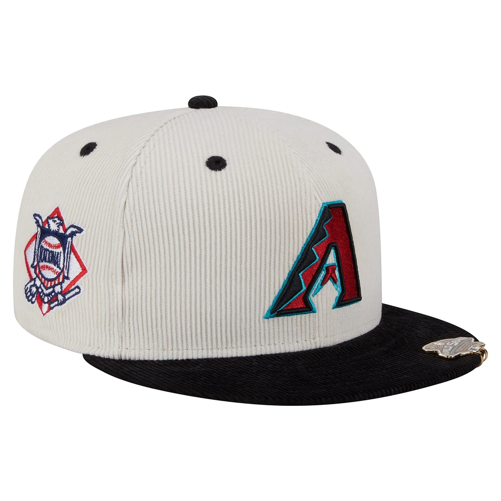 Men's New Era Cream/Black Arizona Diamondbacks Two-Tone Corduroy 59FIFTY Fitted Hat