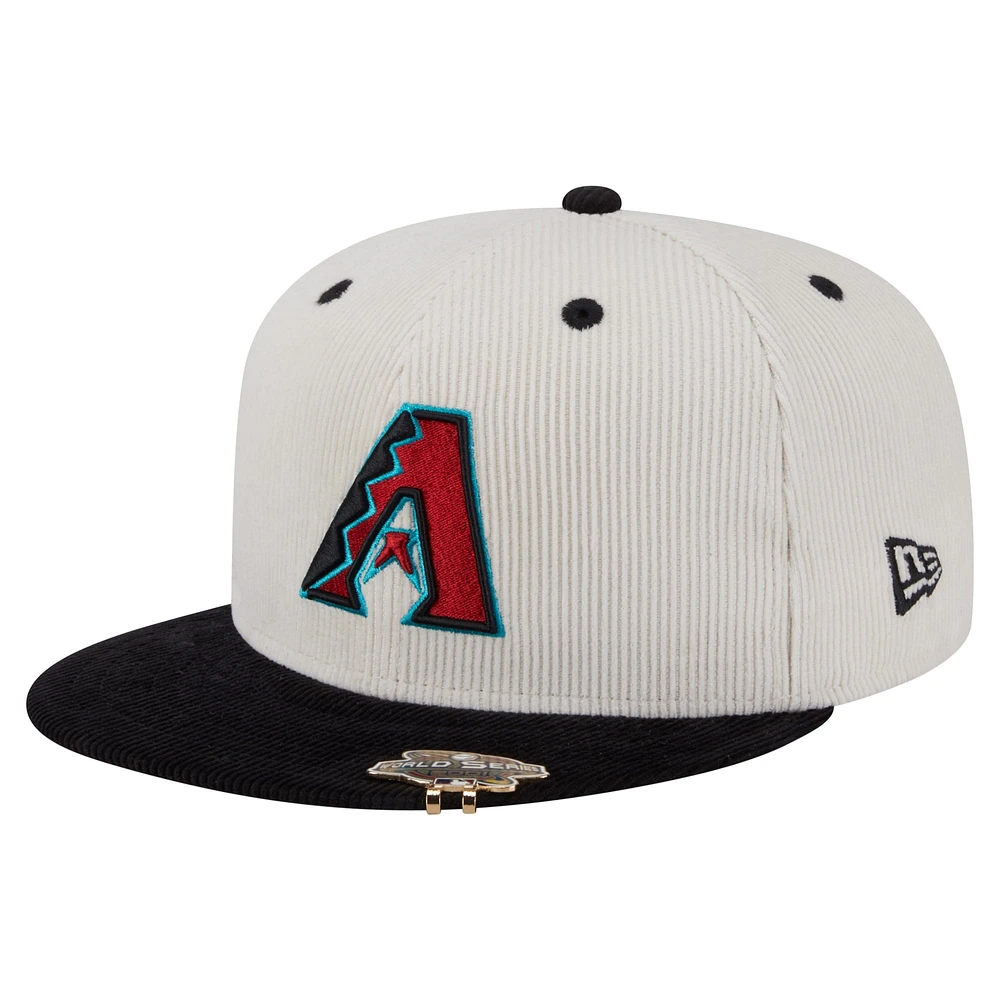 Men's New Era Cream/Black Arizona Diamondbacks Two-Tone Corduroy 59FIFTY Fitted Hat