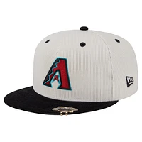 Men's New Era Cream/Black Arizona Diamondbacks Two-Tone Corduroy 59FIFTY Fitted Hat