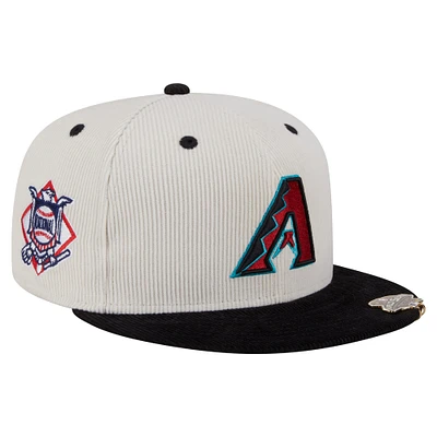 Men's New Era Cream/Black Arizona Diamondbacks Two-Tone Corduroy 59FIFTY Fitted Hat