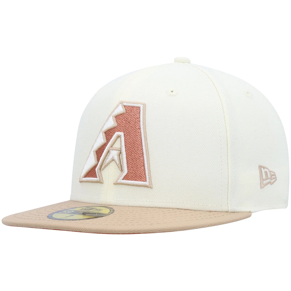 Men's New Era Cream Arizona Diamondbacks Chrome Camel Rust Undervisor 59FIFTY Fitted Hat