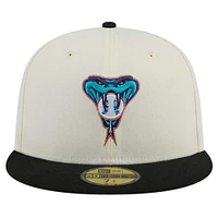 Men's New Era Cream Arizona Diamondbacks Cooperstown Collection Chrome 59FIFTY Fitted Hat