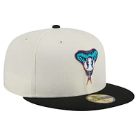 Men's New Era Cream Arizona Diamondbacks Cooperstown Collection Chrome 59FIFTY Fitted Hat