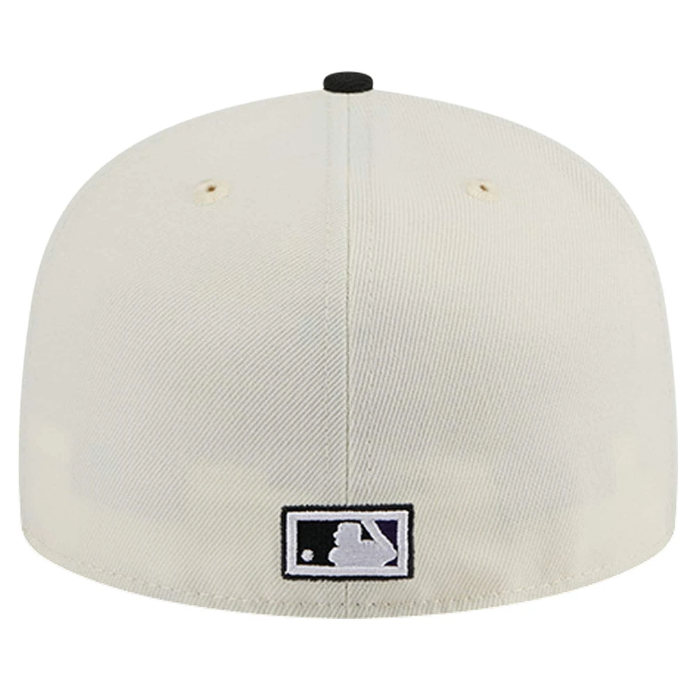 Men's New Era Cream Arizona Diamondbacks Cooperstown Collection Chrome 59FIFTY Fitted Hat