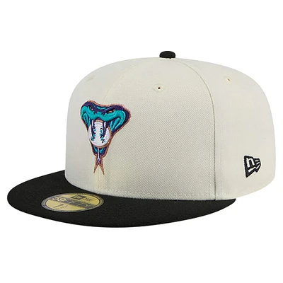 Men's New Era Cream Arizona Diamondbacks Cooperstown Collection Chrome 59FIFTY Fitted Hat