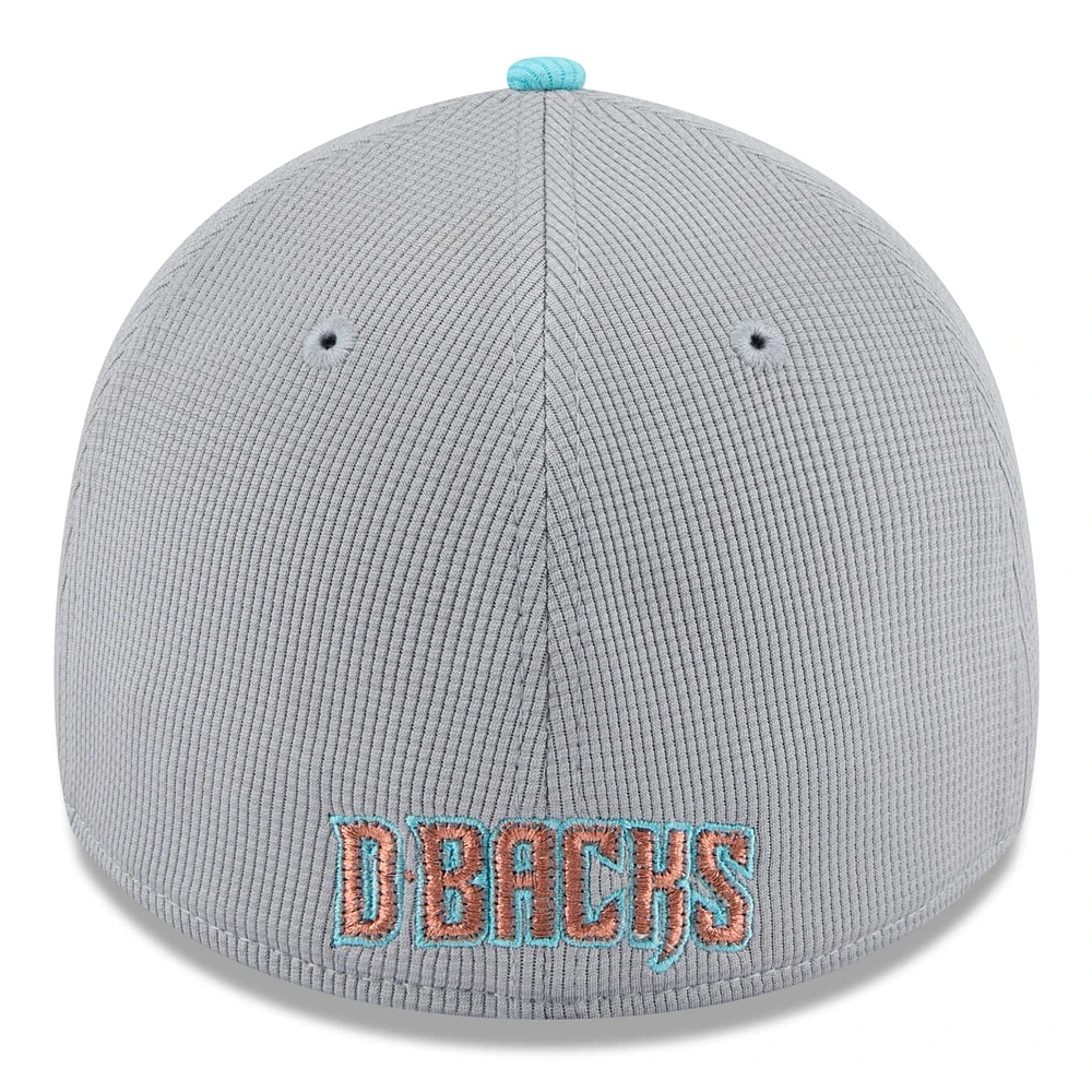 Men's New Era  Gray/Aqua Arizona Diamondbacks 2025 Batting Practice 39THIRTY Flex Hat