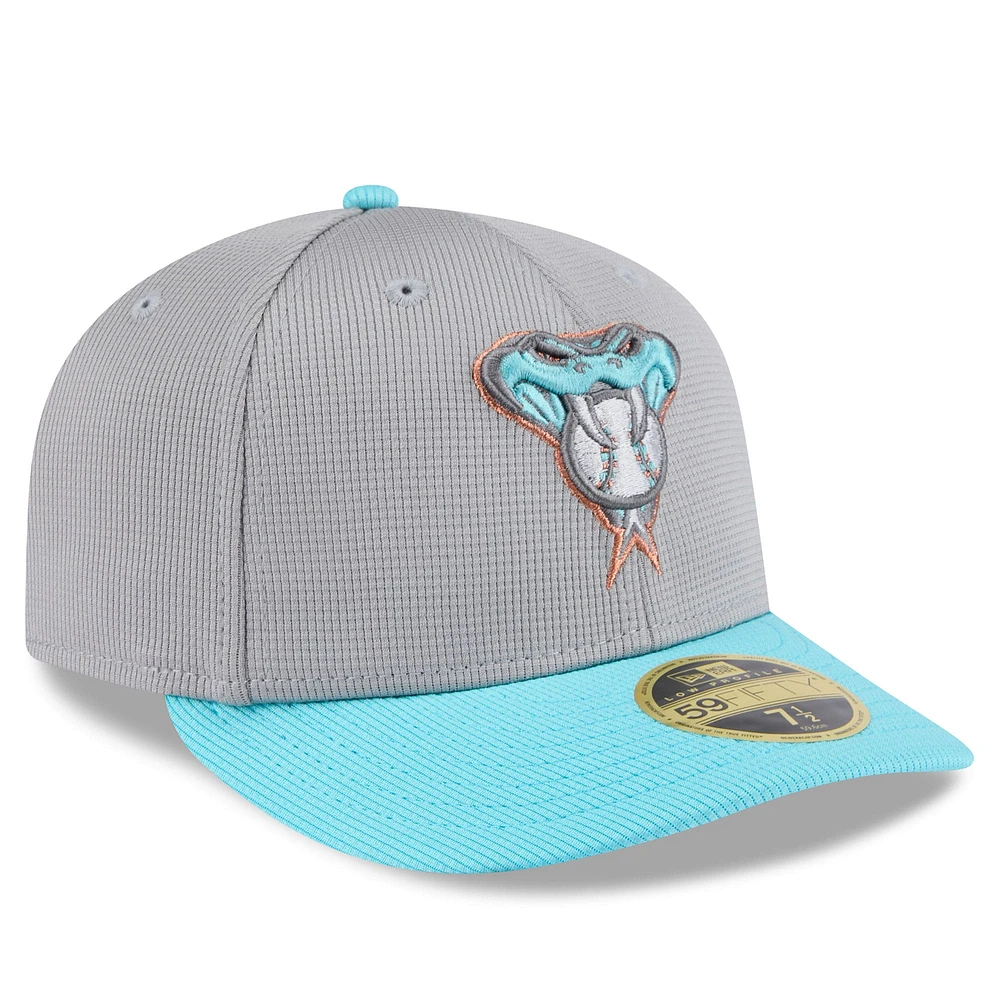 Men's New Era  Gray/Aqua Arizona Diamondbacks 2025 Batting Practice Low Profile 59FIFTY Fitted Hat