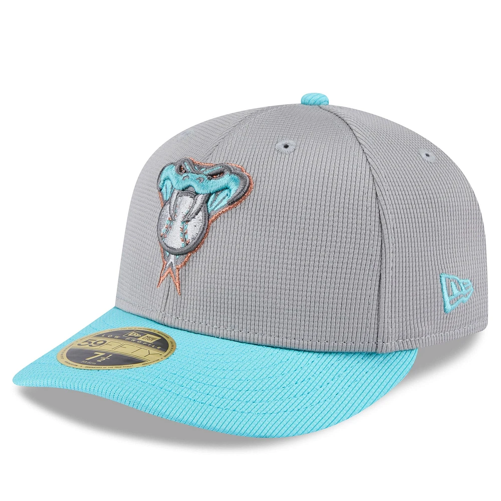 Men's New Era  Gray/Aqua Arizona Diamondbacks 2025 Batting Practice Low Profile 59FIFTY Fitted Hat