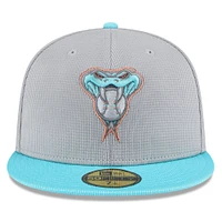 Men's New Era  Gray/Teal Arizona Diamondbacks 2025 Batting Practice 59FIFTY Fitted Hat