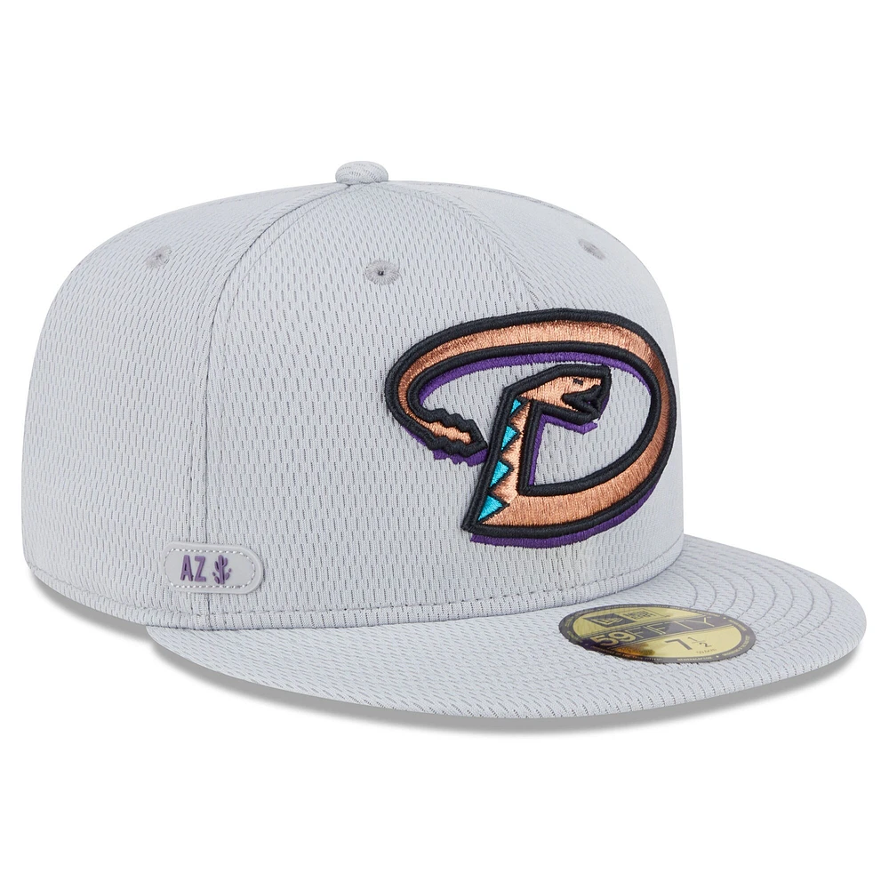 Men's New Era Gray Arizona Diamondbacks 2025 MLB Clubhouse 59FIFTY Fitted Hat