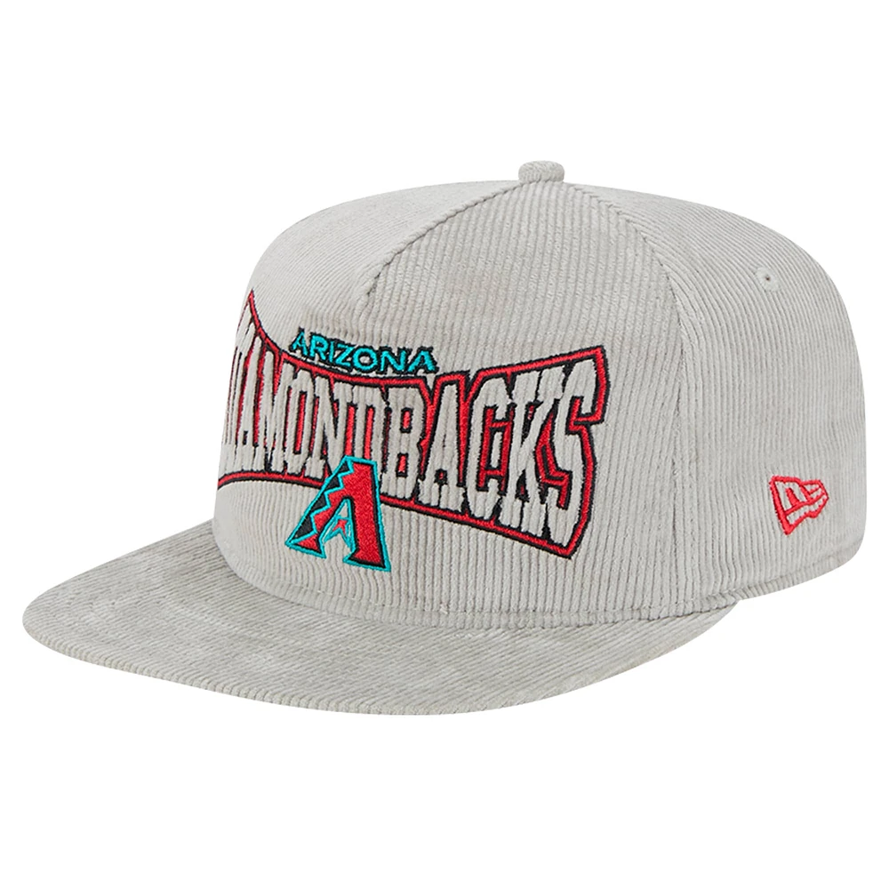 Casquette de golf snapback en velours côtelé Arizona Diamondbacks grise New Era pour homme