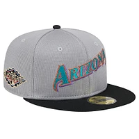 Casquette ajustée 59FIFTY en maille Pivot des Diamondbacks de l'Arizona New Era pour hommes, grise