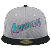 Men's New Era Gray Arizona Diamondbacks Pivot Mesh 59FIFTY Fitted Hat