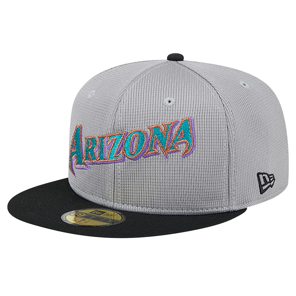 Casquette ajustée 59FIFTY en maille Pivot des Diamondbacks de l'Arizona New Era pour hommes, grise