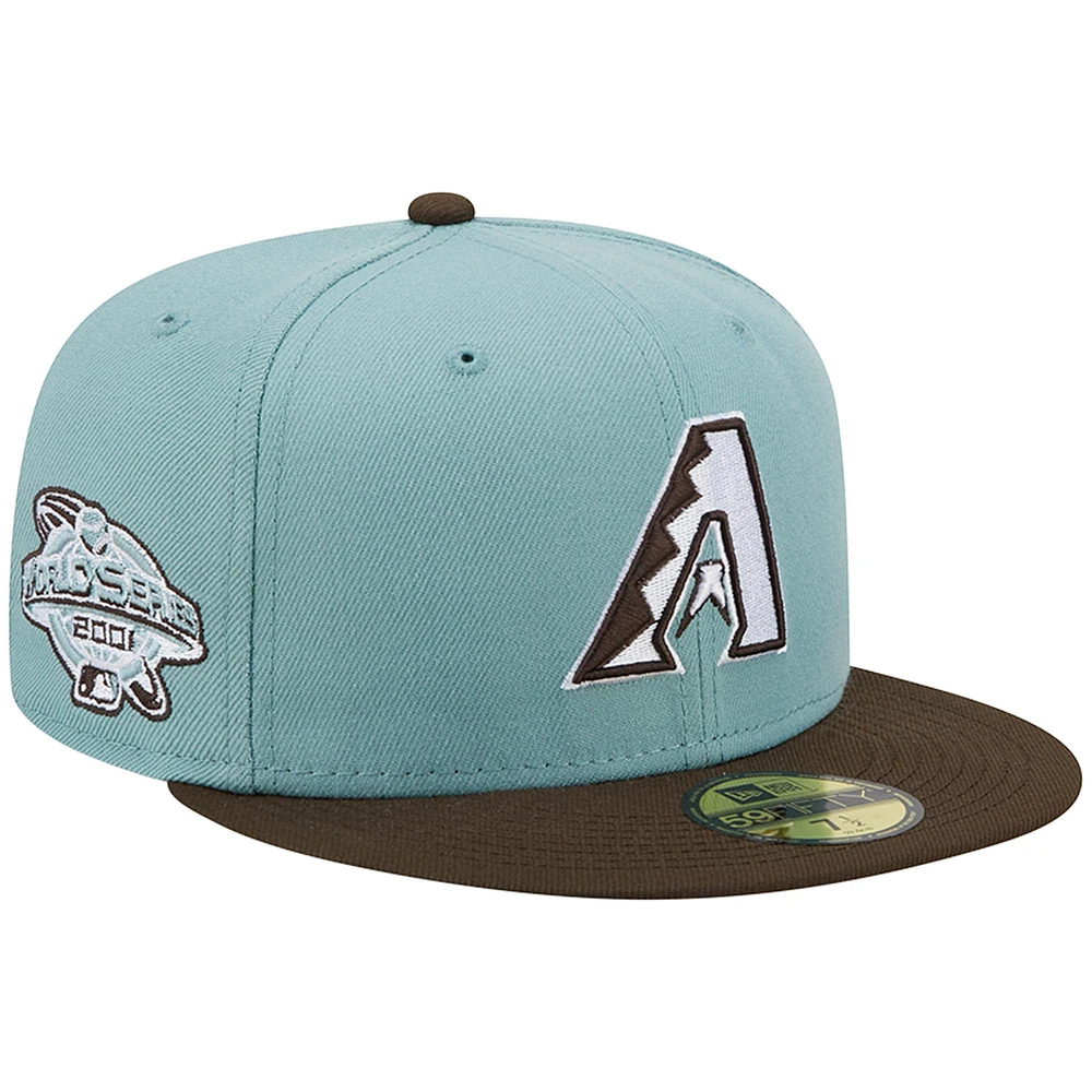 Men's New Era Light Blue/Brown Arizona Diamondbacks  2001 World Series Beach Kiss 59FIFTY Fitted Hat