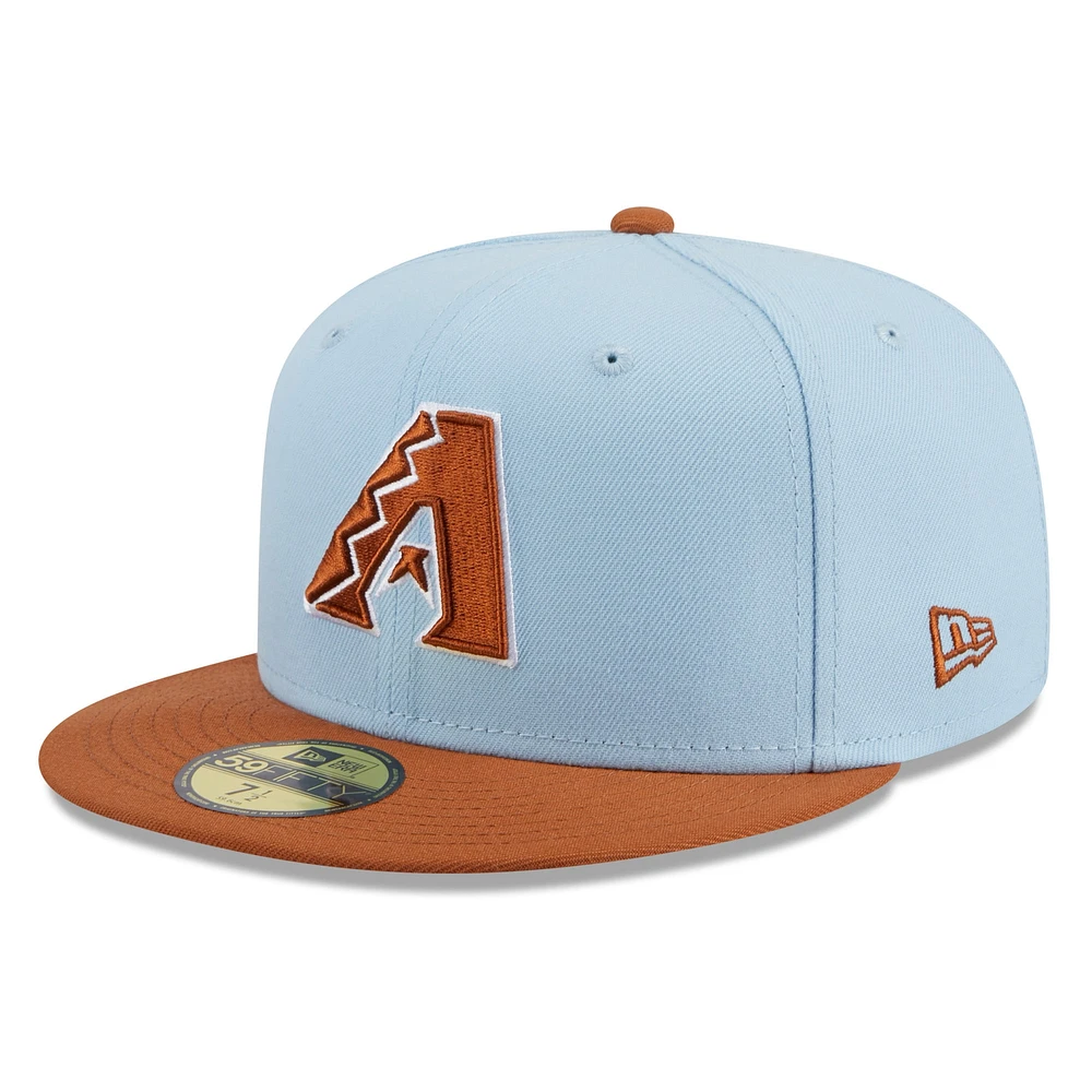 Men's New Era Light Blue/Brown Arizona Diamondbacks Spring Color Basic Two-Tone 59FIFTY Fitted Hat