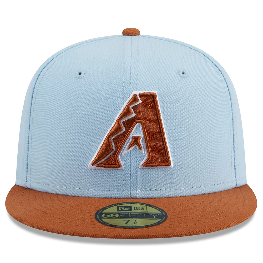 Men's New Era Light Blue/Brown Arizona Diamondbacks Spring Color Basic Two-Tone 59FIFTY Fitted Hat