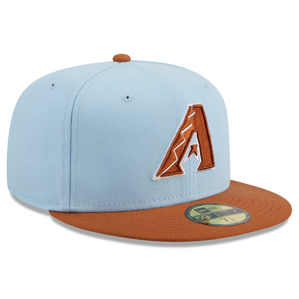 Men's New Era Light Blue/Brown Arizona Diamondbacks Spring Color Basic Two-Tone 59FIFTY Fitted Hat